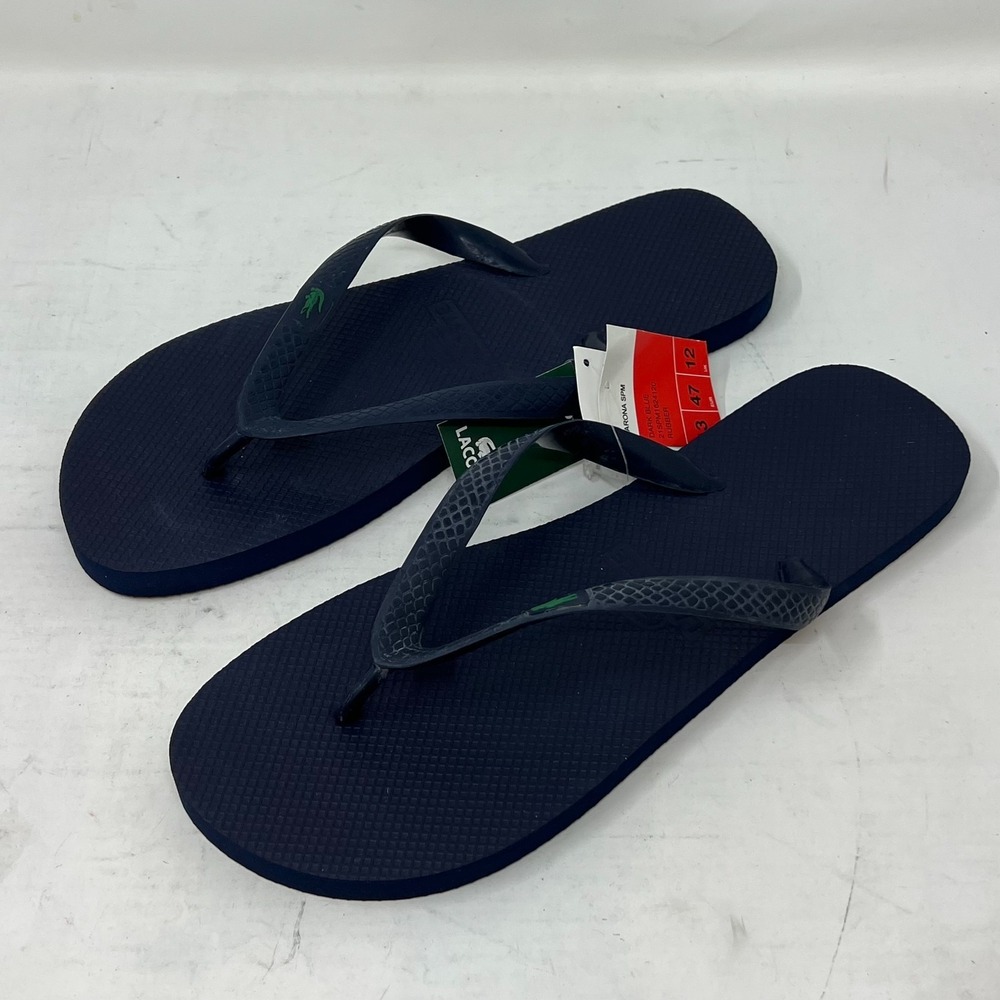 Lacoste Flip Flop Beach Sandals Black with Logo Men's US Size 13 VTG NWT